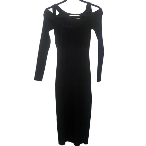 Elliatt Marisol Black Ribbed Sweetheart Knit Midi Dress XS NWT Edgy Minimalist - Picture 4 of 8